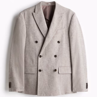 Relaxed Fit Double-breasted linen-blend jacket