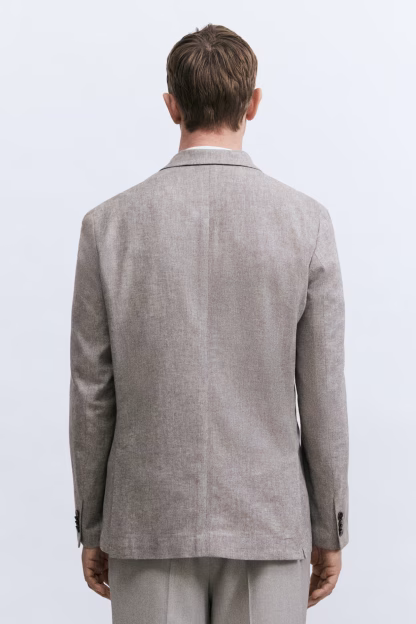 Relaxed Fit Double-breasted linen-blend jacket - Image 2