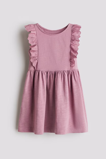 Frill-trimmed cotton dress